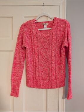 SO  Marled Cable-Knit Crewneck Sweater